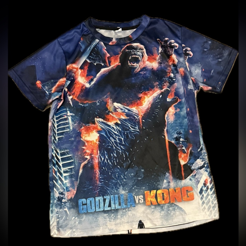 Godzilla vs Kong Tee Boy’s XL 16-18 short sleeve Blue Graphic T-Shirt SS